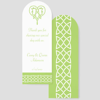 Celtic Weave Hearts in Peridot Wedding Favor Bookmarks