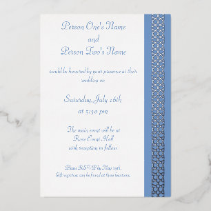 Celtic Weave Hearts in Periwinkle Foil Invitation