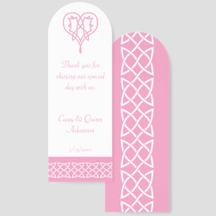 Celtic Weave Hearts in Petal Pink Wedding Favor Bookmarks
