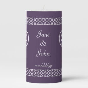 Celtic Weave Hearts in Purple Pillar Candle