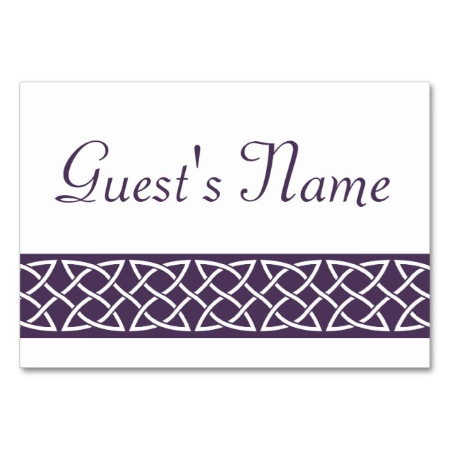 Celtic Weave Hearts in Purple Table Card (Front)