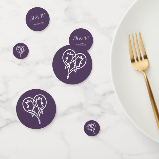 Celtic Weave Hearts in Purple Table Confetti (Group)