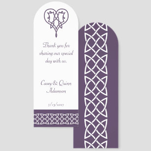 Celtic Weave Hearts in Purple Wedding Favor Bookmarks