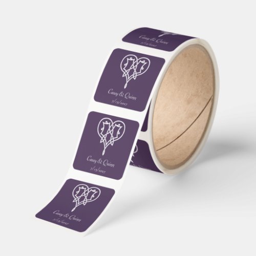 Celtic Weave Hearts in Purple Wedding Square Sticker