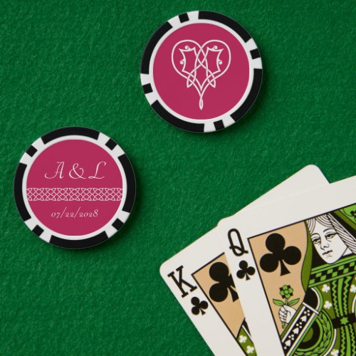 Celtic Weave Hearts in Raspberry Poker Chips
