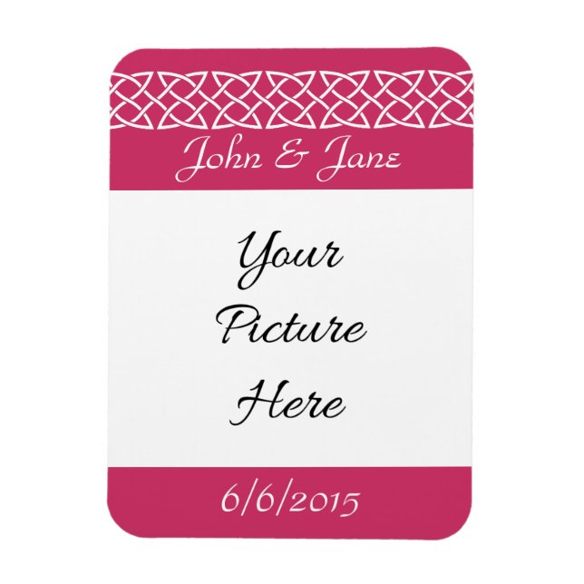 Celtic Weave Hearts in Raspberry Reminder Magnet (Vertical)