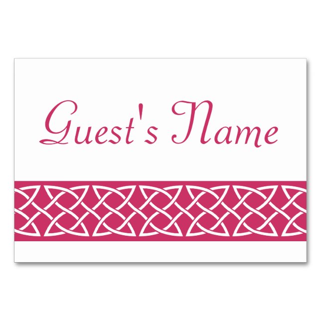 Celtic Weave Hearts in Raspberry Table Card (Front)