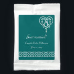 Celtic Weave Hearts in Teal Drink Mix Favor<br><div class="desc">Give your guests a tasty treat to take home at your elegant wedding or special event with these drink mix pouches, featuring a white Celtic weave heart in the top right corner, some sample text in the middle, and a Celtic weave band made up of stylized heart across the bottom...</div>