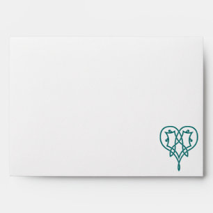 Celtic Weave Hearts in Teal Envelopes