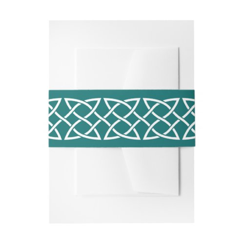 Celtic Weave Hearts in Teal Invitation Belly Band