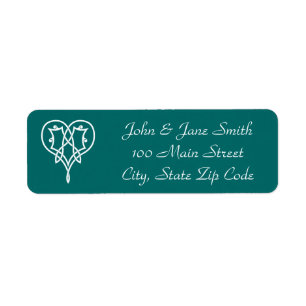 Celtic Weave Hearts in Teal Return Address Label