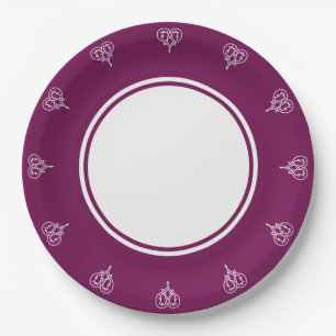 Celtic Weave Hearts in Wine Paper Plate