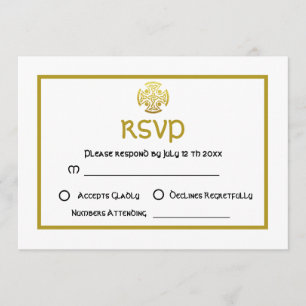 Celtic Wedding Faux Gold Celtic Knot Cross RSVP Invitation