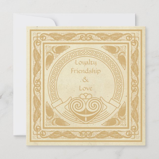 Celtic Wedding Invitation with Claddagh. (Front)