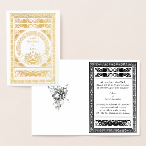 Celtic Wedding Invitation with Claddagh and Foil