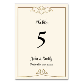 Celtic Wedding Table Number Cards