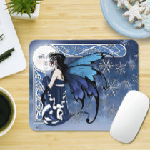 Celtic Winter Moon Fairy Blue Snowflakes Fantasy