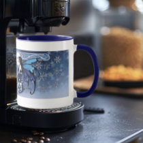 Celtic Winter Moon Fairy Blue Snowflakes Fantasy