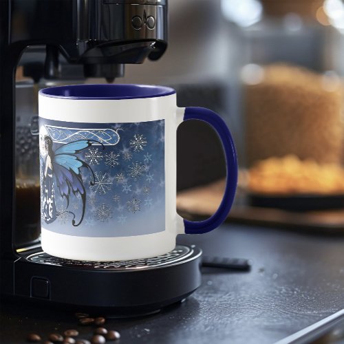 Celtic Winter Moon Fairy Blue Snowflakes Fantasy