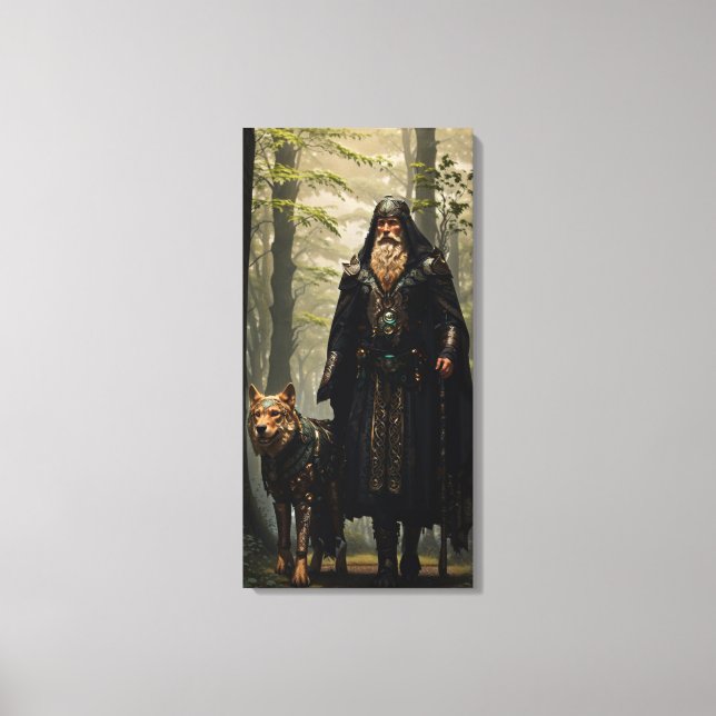 Celtic Wizard and Wolf Canvas Print (Front)