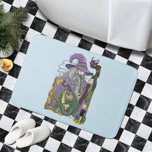 Celtic Wizard Dragon Fantasy Purple Bath Mat (Creator Uploaded)