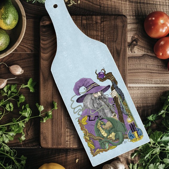 Celtic Wizard Dragon Fantasy Purple Cutting Board (Creator Uploaded)