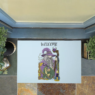 Celtic Wizard Dragon Fantasy Purple Doormat