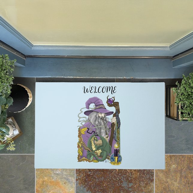 Celtic Wizard Dragon Fantasy Purple Doormat (Creator Uploaded)