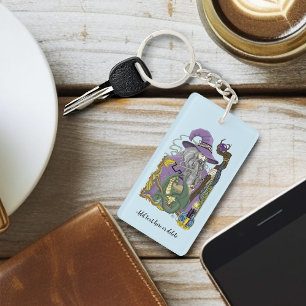 Celtic Wizard Dragon Fantasy Purple Keychain