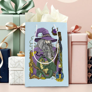 Celtic Wizard Dragon Fantasy Purple Medium Gift Bag