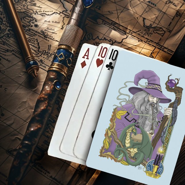 Celtic Wizard Dragon Fantasy Purple Poker Cards (Creator Uploaded)