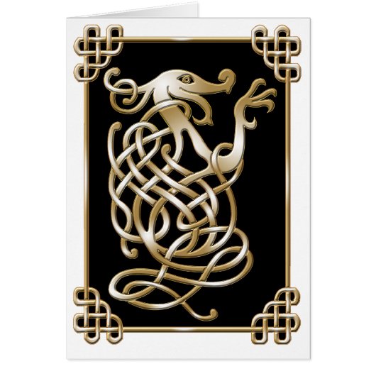 Celtic Wolf - Black Background Cards (Front)