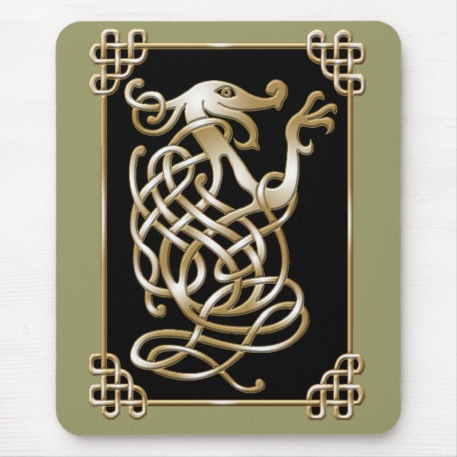Celtic Wolf - Black Background Mouse Pad (Front)