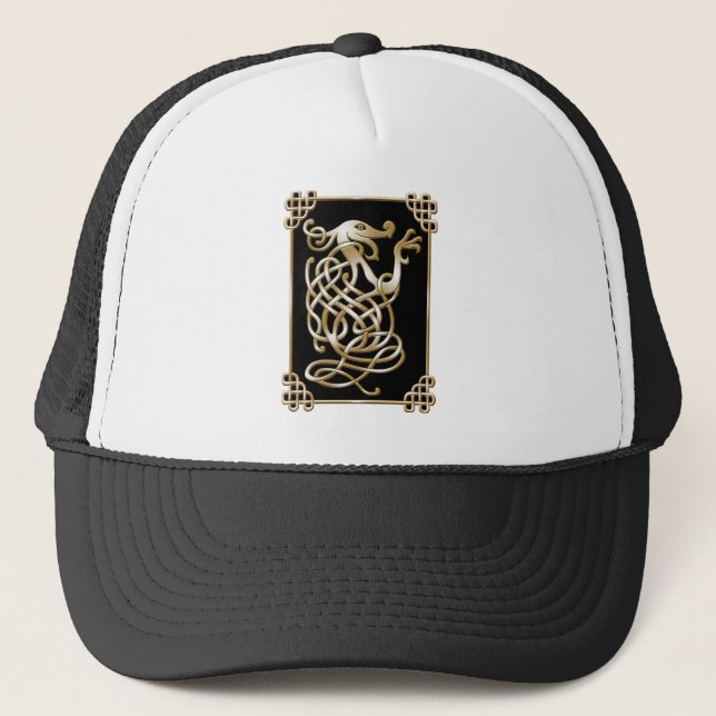 Celtic Wolf - Black Background Trucker Hat (Front)
