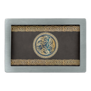 Celtic Wolf Knotwork Triad Belt Buckle