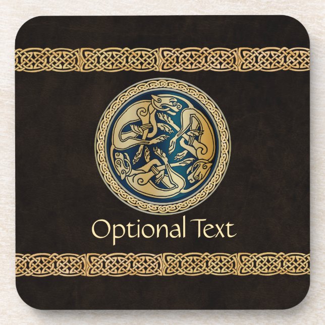 Celtic Wolf Knotwork Triad Beverage Coaster (Front)