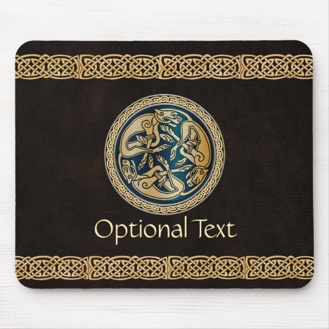 Celtic Wolf Knotwork Triad Mouse Pad (Front)