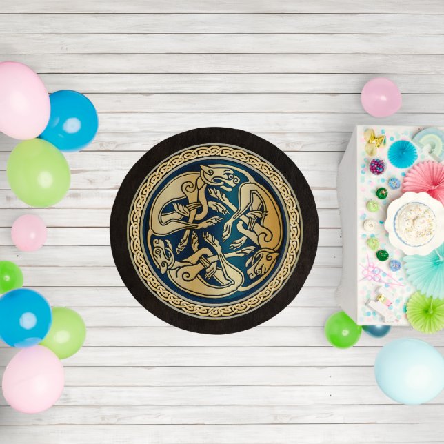 Celtic Wolf Knotwork Triad  Outdoor Rug (Insitu (Birthday))