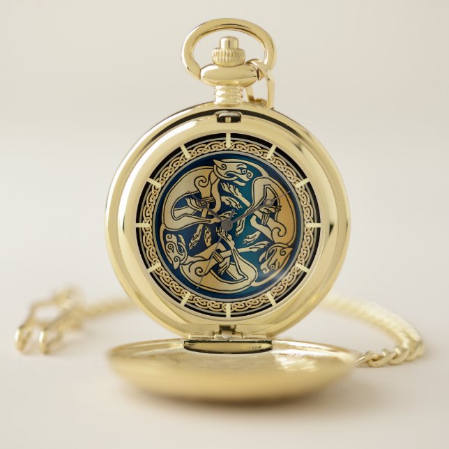 Celtic Wolf Knotwork Triad Pocket Watch (Inside)