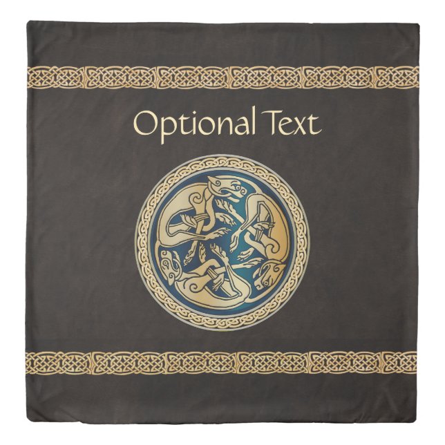 Celtic Wolf Knotwork Triad (Queen, King) Duvet Cover (Front)