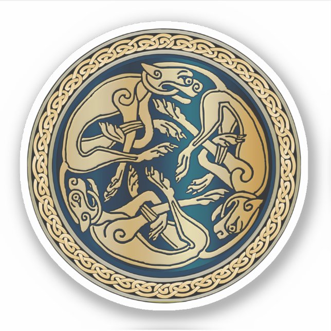Celtic Wolf Knotwork Triad Sticker (Front)