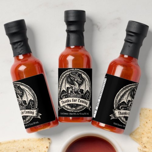 Celtic Woodcut Dragon Viking Party Favor Hot Sauces