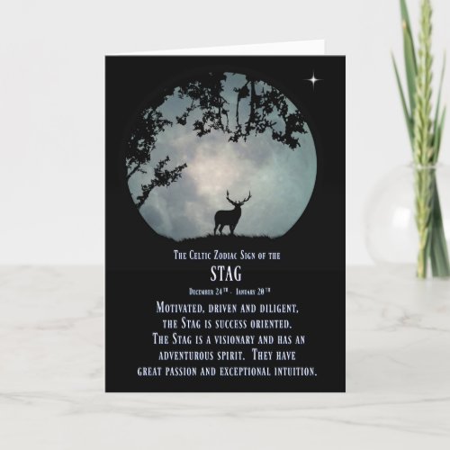 Celtic Zodiac Sign of the Stag Capricorn Birthday Card