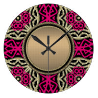 Celtica Hot Pink & Gold Wall Clock