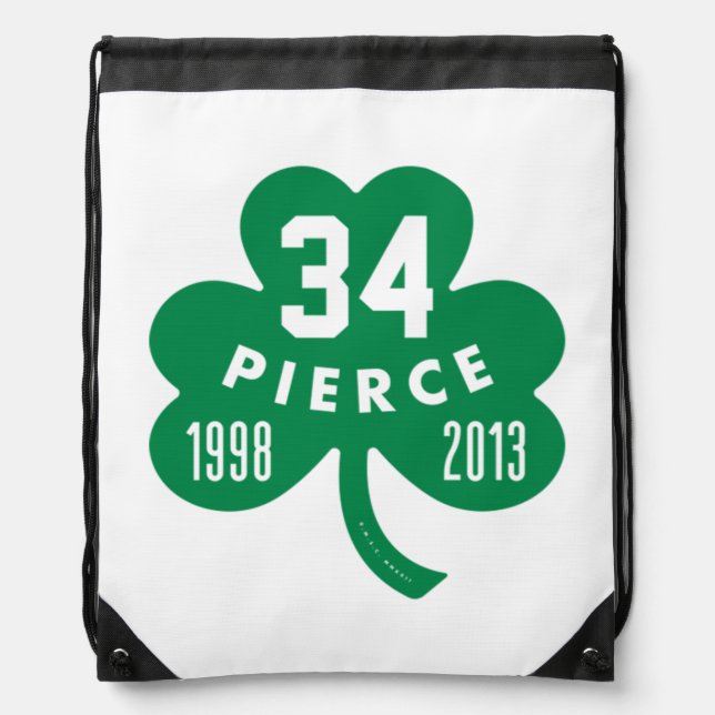 Celtics - Pierce 34 Retired Number Clover (Green)  Drawstring Bag (Front)