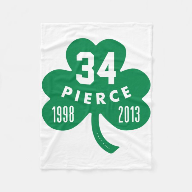 Celtics - Pierce 34 Retired Number Clover (Green)  Fleece Blanket (Front)