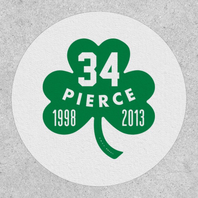 Celtics - Pierce 34 Retired Number Clover (Green)  Patch (Front)