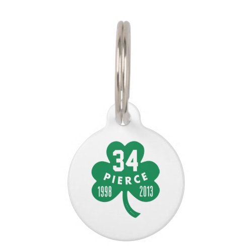 Celtics _ Pierce 34 Retired Number Clover Green  Pet ID Tag