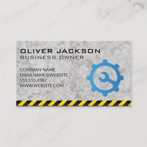 Cement Background  Wrench Gear Logo Business Card