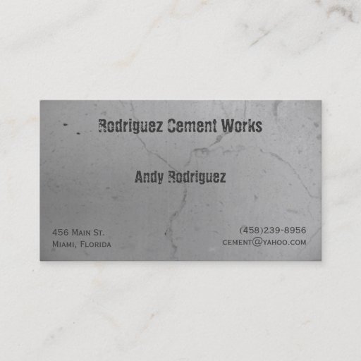 Customizable Cement Business Card